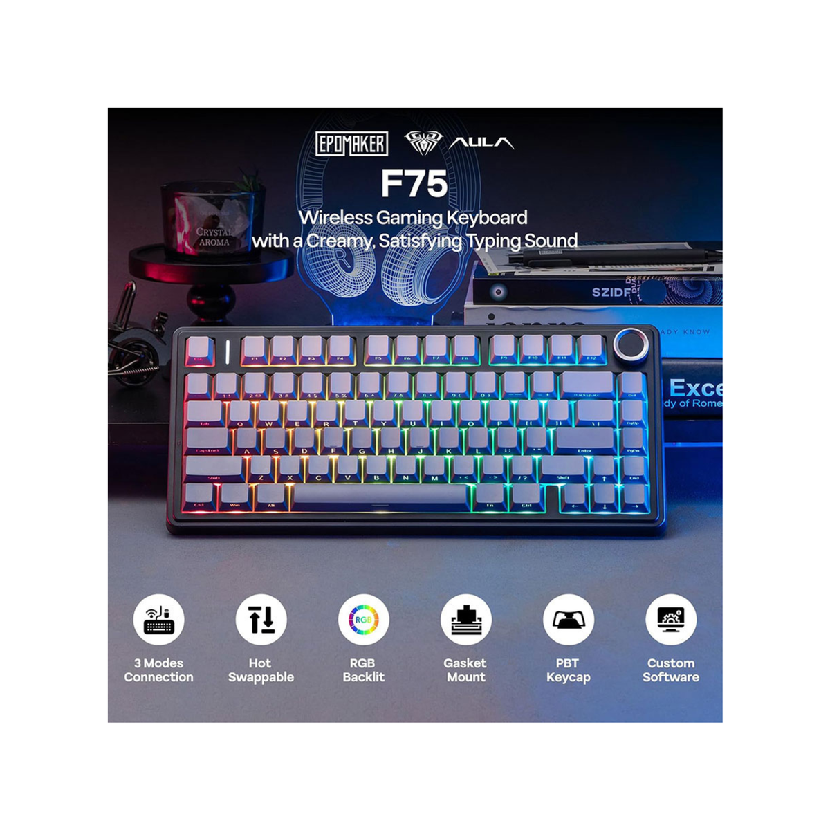 AULA - Tastiera Gaming Magnetica - F75 HE Gradient Grey (ANSI US)