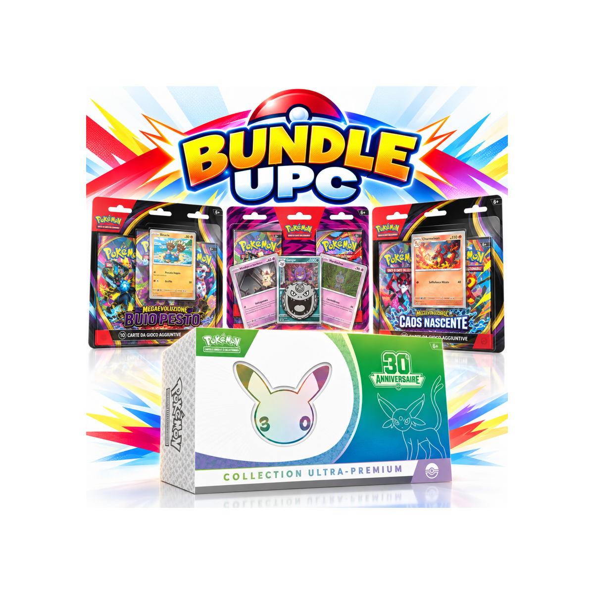 Bundle UPC - UPC Espeon 30° anniversario + Blister caos + Blister buio + Blister gengar