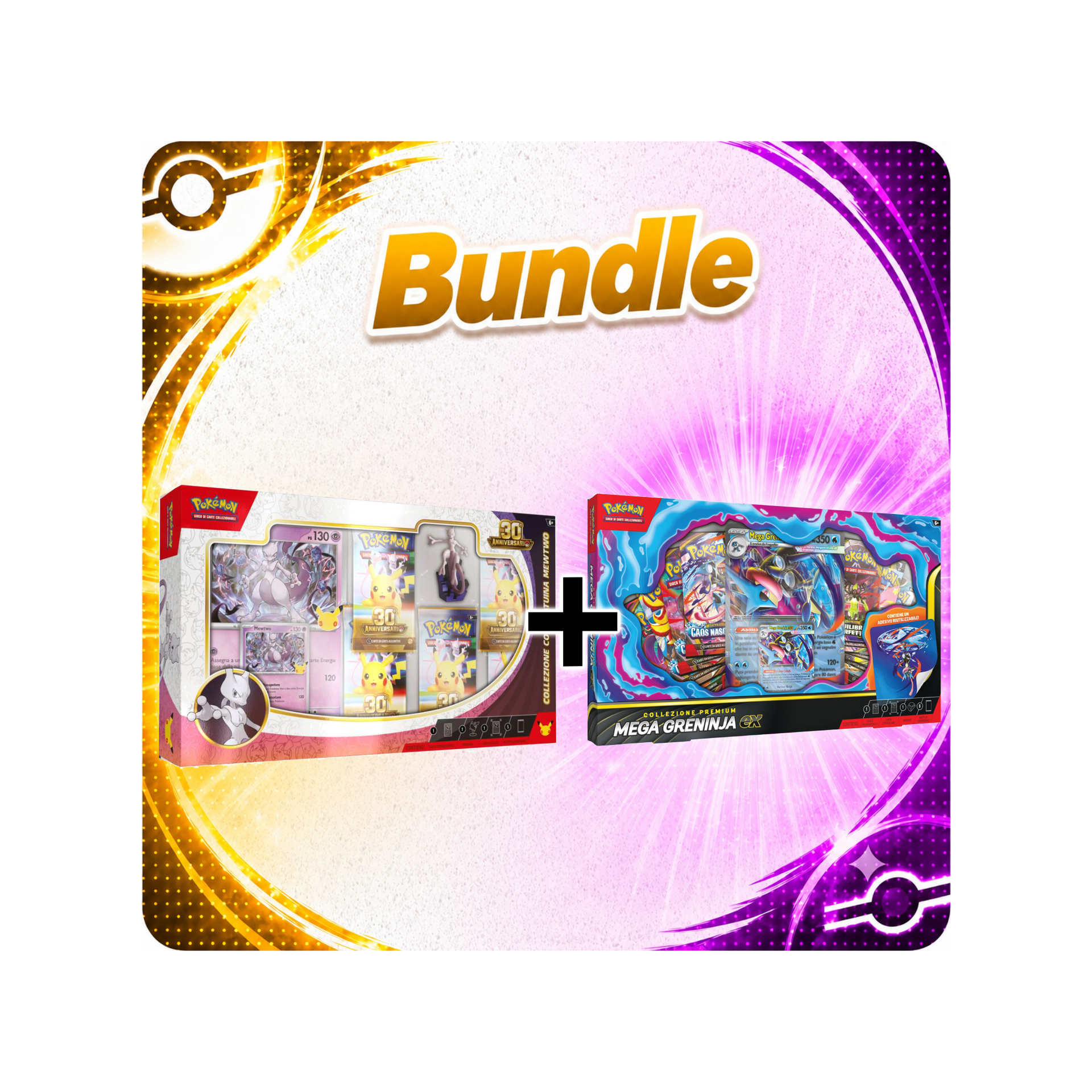 Bundle - Collezione con statuina Mew 30° Anniversario + Collezione Mega Greninja Ex
