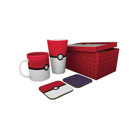 Pokémon Gift Set 4 in 1 Deluxe - Tazza, Bicchiere e 2 sottobicchieri Pokéball Pattern