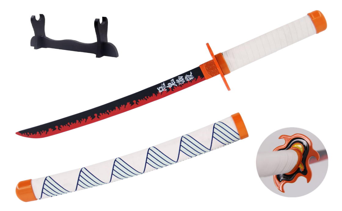 Mini Katana Rengoku Kyoujurou - Demon Slayer (45 cm)  (Con stand incluso da collezione)
